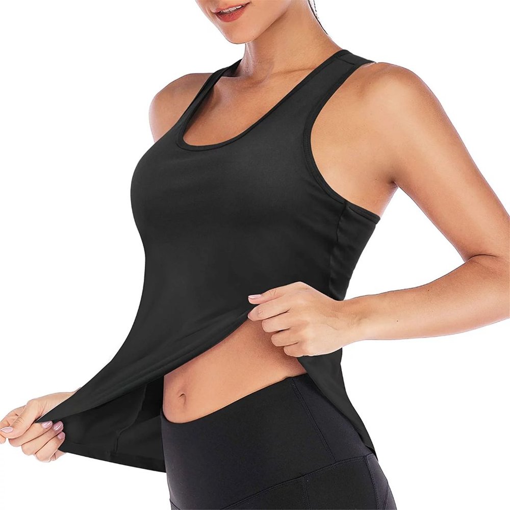 NEW Molutan Women's Sleeveless Racerback Workout Tank Top with Built-in Bra - SM